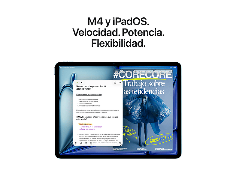 APPLE iPad Air (2026) — Tablet, 256 GB, Blanco, 11" Liquid Retina, WIFI, vista 4