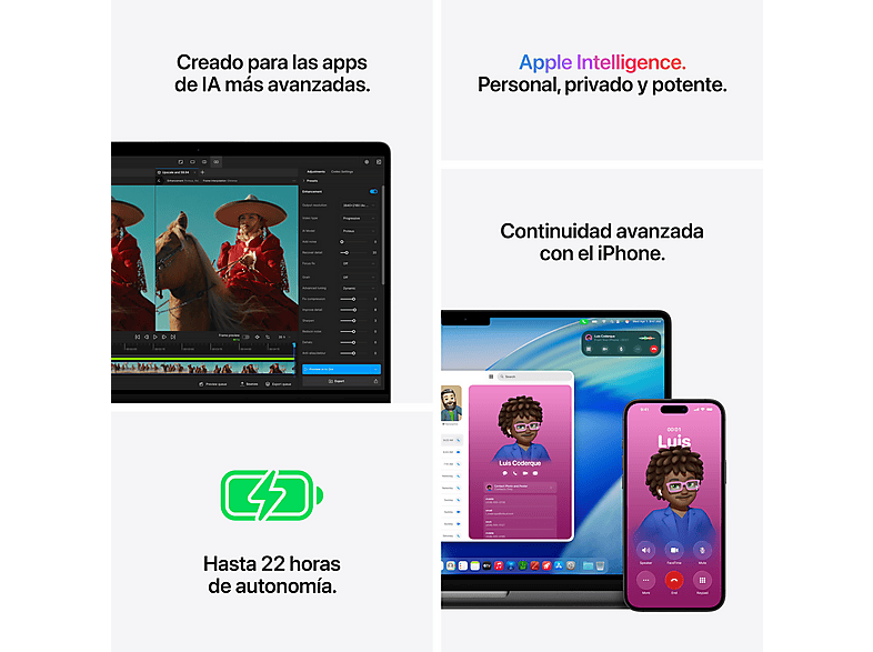 APPLE MacBook Pro (2026) 14.2" Liquid Retina XDR — Portátil, 24GB RAM, 1TB SSD, Plata, Chip M5 Pro Apple, vista 8