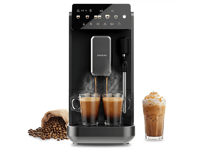 CECOTEC Cremmaet Lungo Steam — Cafetera superautomática, Vaporizador, Thermoblock, Negro, 5 bebidas
