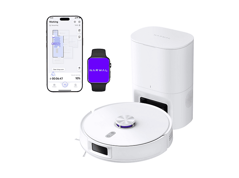 NARWAL Freo S — Robot aspirador, 45 W, Blanco, Potencia de succión 8 kPa, Depósito 3 l, vista 2