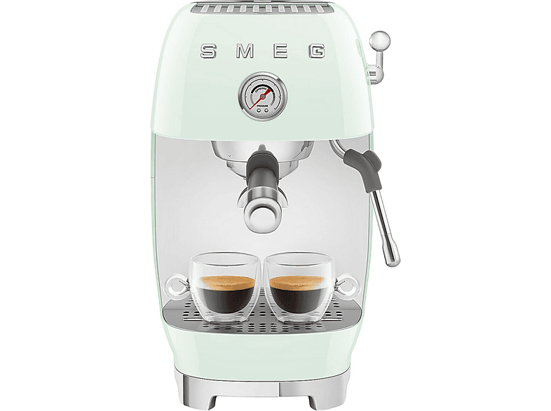 SMEG ECF03PGEU — Cafetera espresso, 1650 W, 15 bar, 2 tazas, Verde pastel