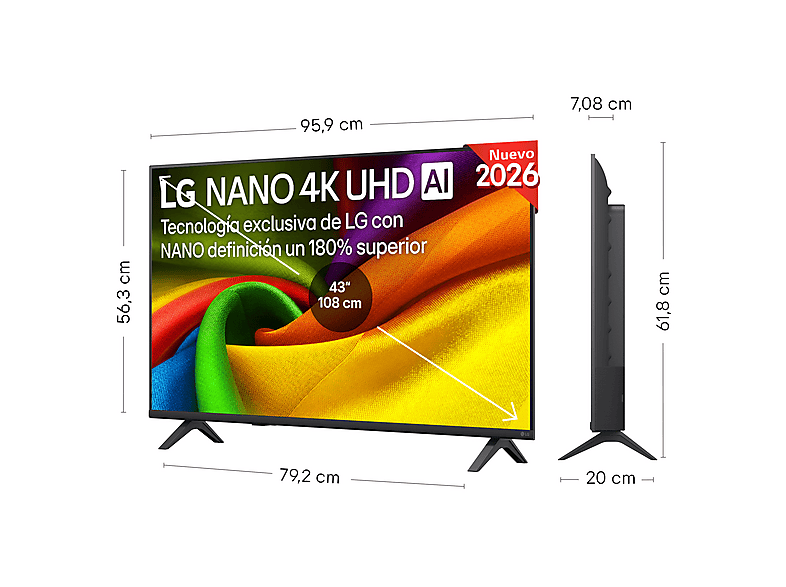 LG 43NU850B6LA — TV LED 43", Negro, UHD 4K, Procesador Inteligente α7 AI Processor 4K Gen9, Smart TV, vista 18