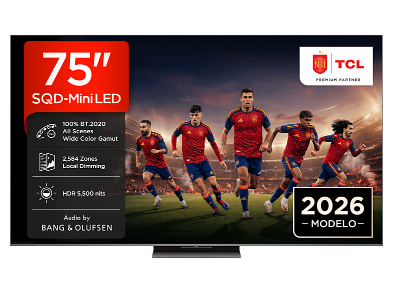 TCL 75C8L — TV SQD-Mini LED 75", Negro, UHD 4K, MT9655, Smart TV