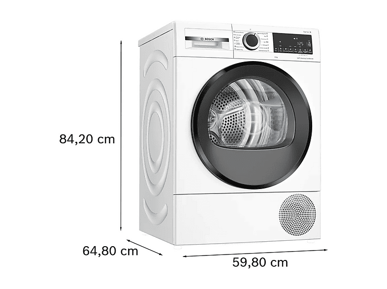 BOSCH WQG235D1ES — Secadora bomba de calor, Eléctrico, 8 kg, 15 programas, Blanco, vista 4