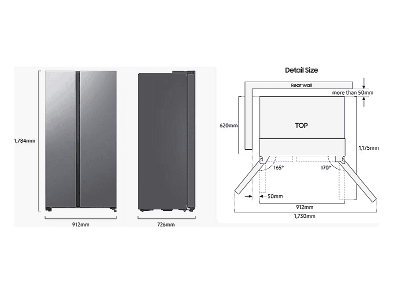 SAMSUNG RS70F64KDT — Frigorífico americano, Mono, Altura 1784 mm, Grey, No Frost, vista 7