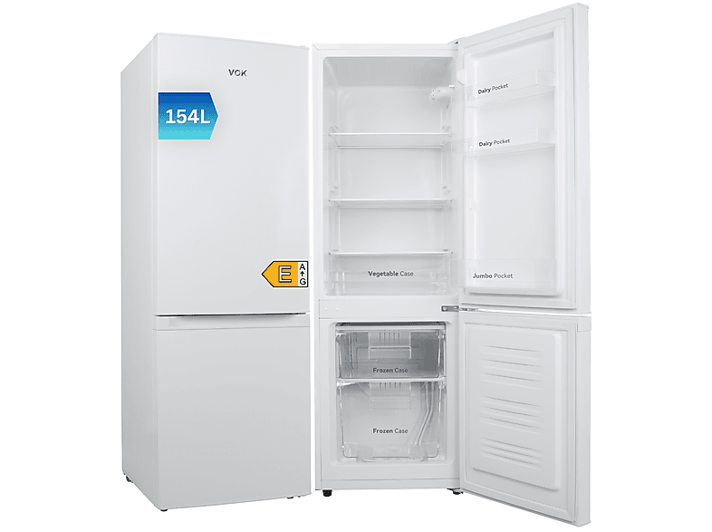 VOK EVR-154DEW — Frigorífico combi, Altura 142 cm, Blanco, Capacidad 154 l