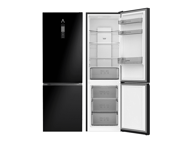 ALPHA Pegasus Elite-185 — Frigorífico combi, Altura 185 cm, Negro, No Frost con Multi Airflow, AAT Fresh Technology