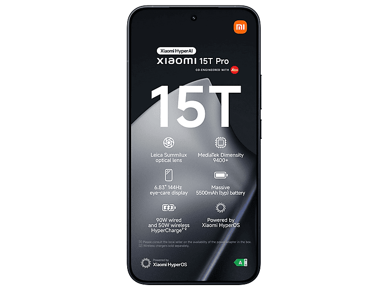 XIAOMI 15T PRO 6.83P/5G/8N/12+512GB/B — Smartphone, Negro, 12 GB RAM, 5550 mAh, Móvil Android, vista 3