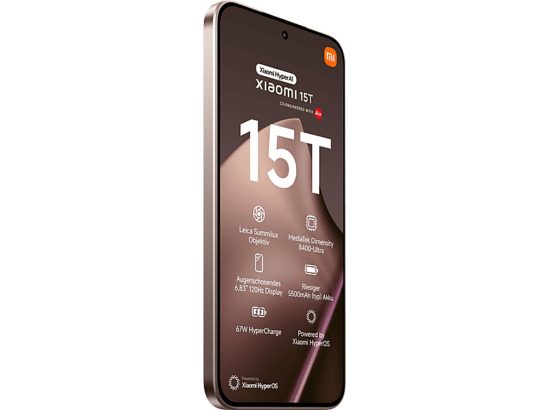 XIAOMI 15T 6.83P/5G/8N/12+256GB/P — Smartphone, 12 GB RAM, 5550 mAh, Rosa Oro, Móvil Android, vista 3