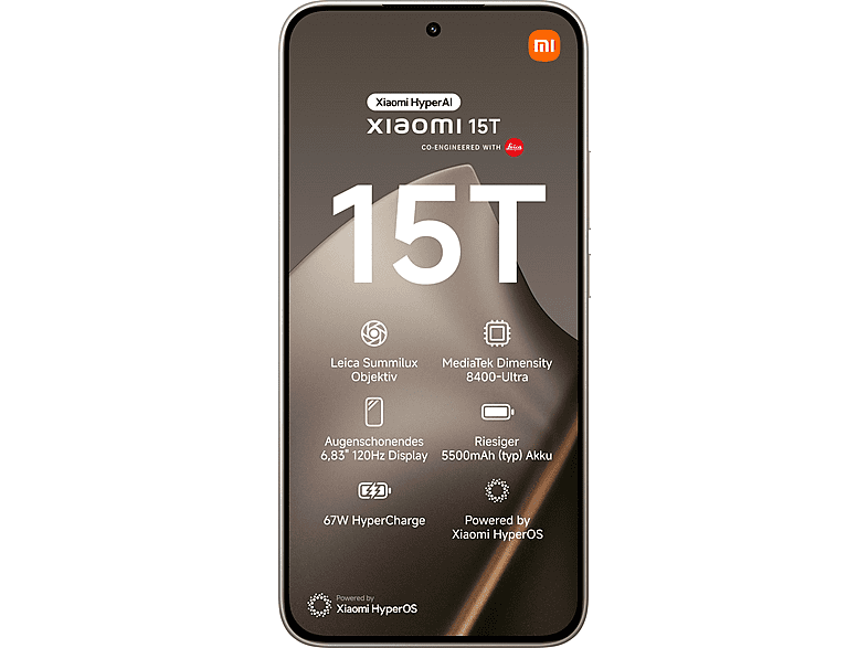 XIAOMI 15T 6.83P/5G/8N/12+256GB/G — Smartphone, Gray, 12 GB RAM, 5550 mAh, Móvil Android, vista 2