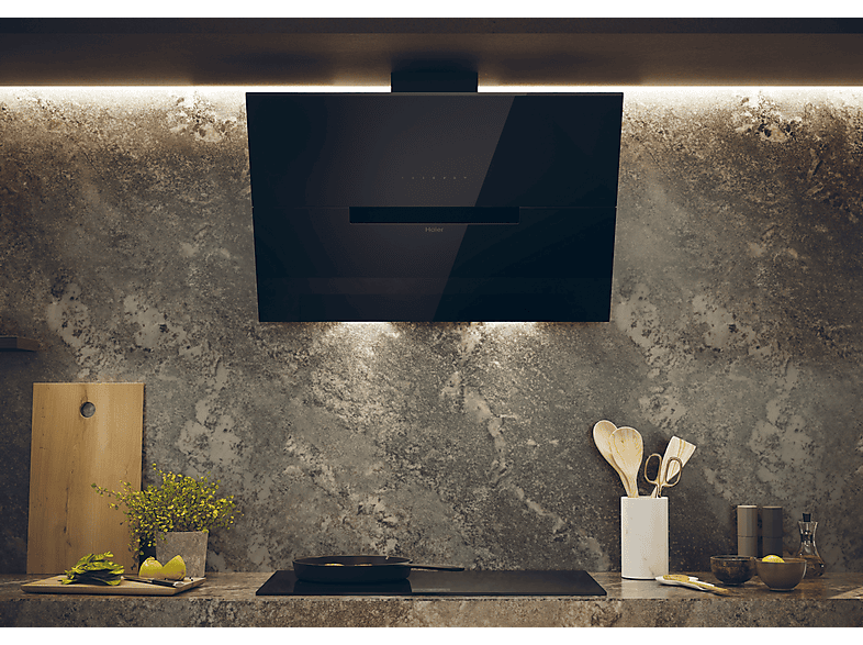 HAIER HADG9CBS4BWIFI — Campana decorativa, 5 velocidades, 624 m³/h, 900 mm, Negro, vista 4