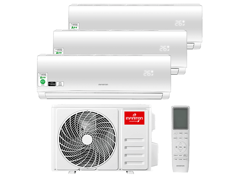 INFINITON MPTSE120909A2 — Aire acondicionado Split 3 x 1, Blanco, 7500 fg/h, Wi-Fi, iFeel Technology