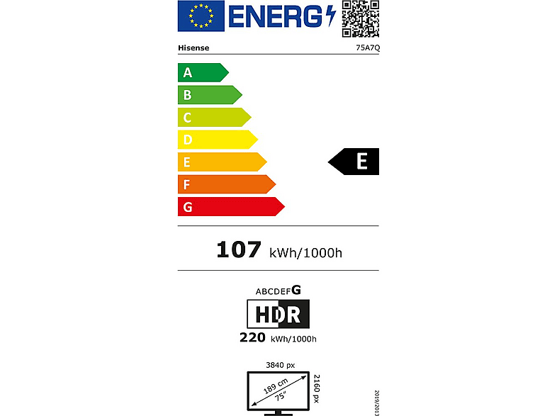 HISENSE 75A7Q — TV QLED 75", Negro, UHD 4K, Quad Core MT9603, Smart TV, vista 4