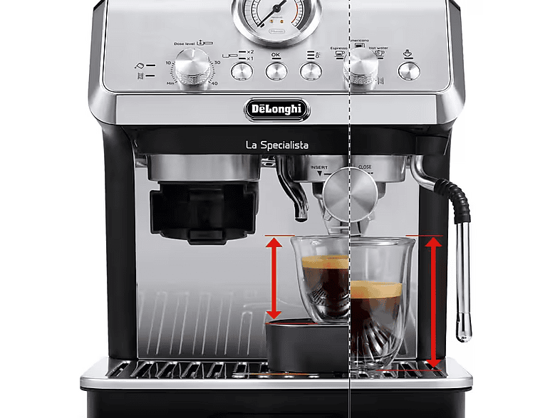 DE LONGHI — Cafetera express, De'Longhi La Specialista Mini Arte EC9155.MB, 1400W, Negro, 15bar, vista 2