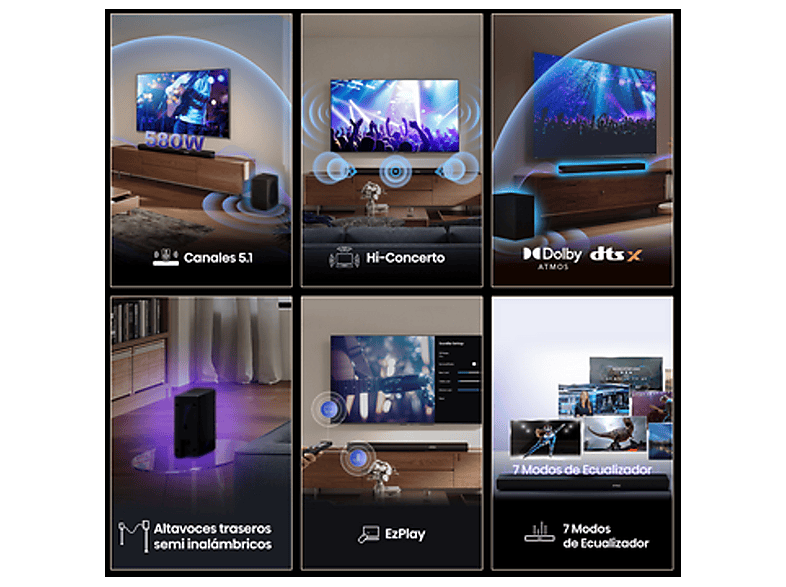 HISENSE AX5100Q/580W/ATMOS — Barra de sonido, Bluetooth, Negro, Subwoofer Inalámbrico, vista 4