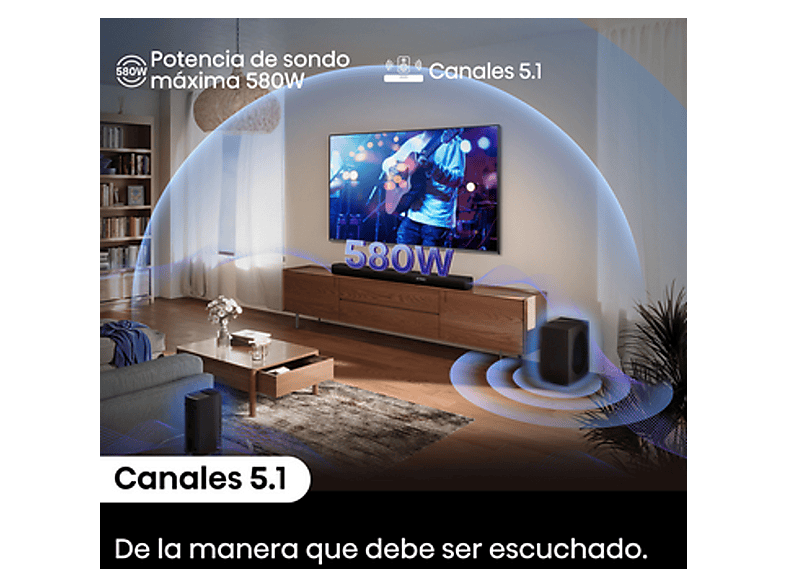 HISENSE AX5100Q/580W/ATMOS — Barra de sonido, Bluetooth, Negro, Subwoofer Inalámbrico, vista 5