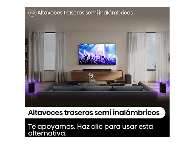 HISENSE AX5100Q/580W/ATMOS — Barra de sonido, Bluetooth, Negro, Subwoofer Inalámbrico, vista 8
