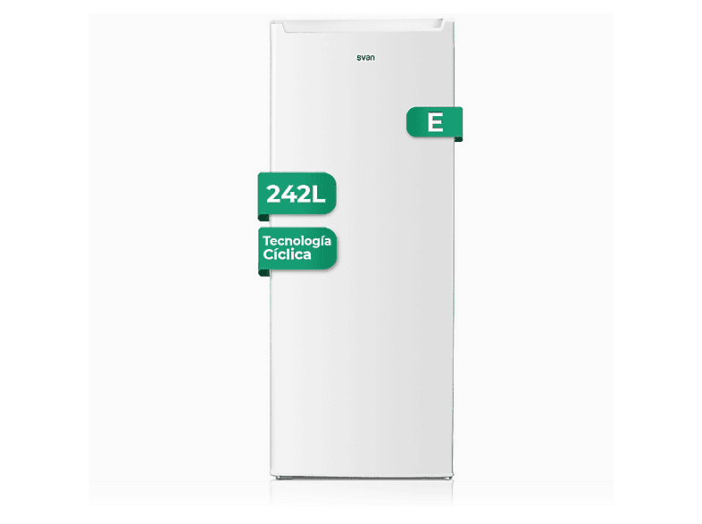 SVAN SR145501E — Frigorífico una puerta, Altura 1430 mm, Blanco, Capacidad 242 l
