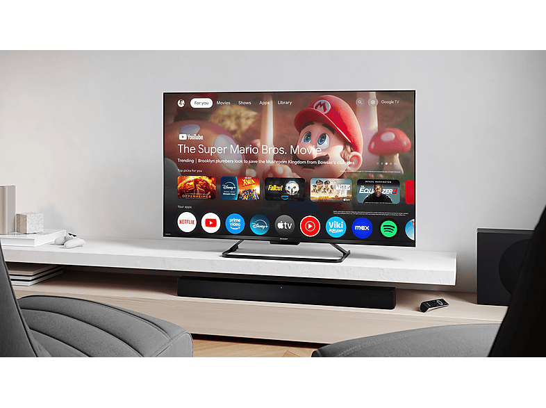 SHARP 43HR7265E — TV QLED 43", Negro, QLED 4K, Smart TV, DVB-T2 (H.265), vista 3