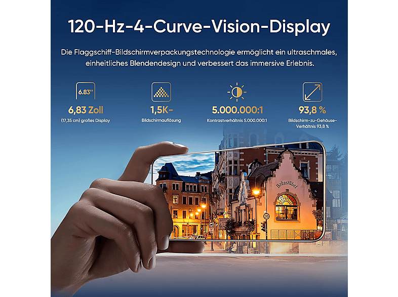 REALME 14 Pro+ 5G — Smartphone, 120Hz, Gris, 256 GB, 8 GB RAM, vista 6