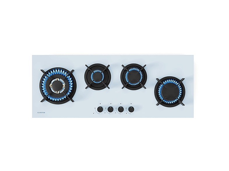 KLARSTEIN Goldflame 4 Slim — Placa de Gas, 90 cm, Blanco, 4 zonas