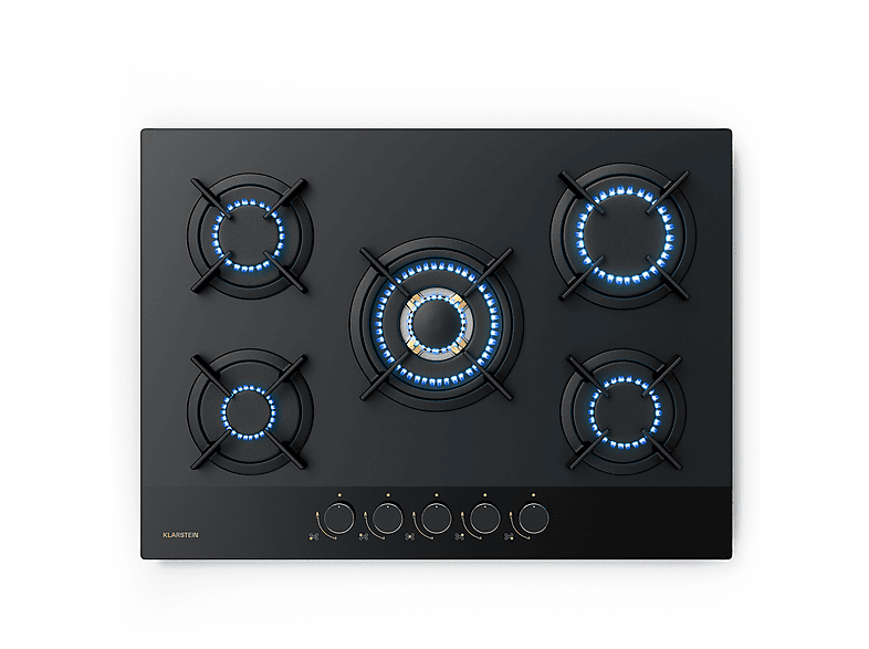 KLARSTEIN Goldflame Nano Matte — Placa de gas, 70 cm, Negro, 5 zonas