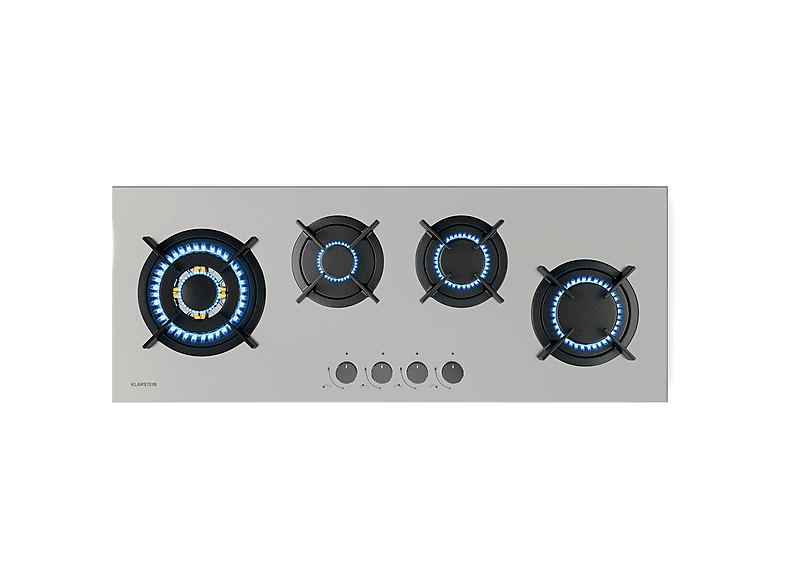 KLARSTEIN Goldflame Slim — Placa de gas, 90 cm, Plata, 4 zonas