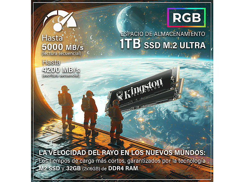 HYPER BYTE Gen2 Gaming | completo set PC — Pack PC gaming, 16 GB RAM, 1000 GB SSD, AMD Ryzen 7 5700G, Radeon™ RX Vega 8, vista 6