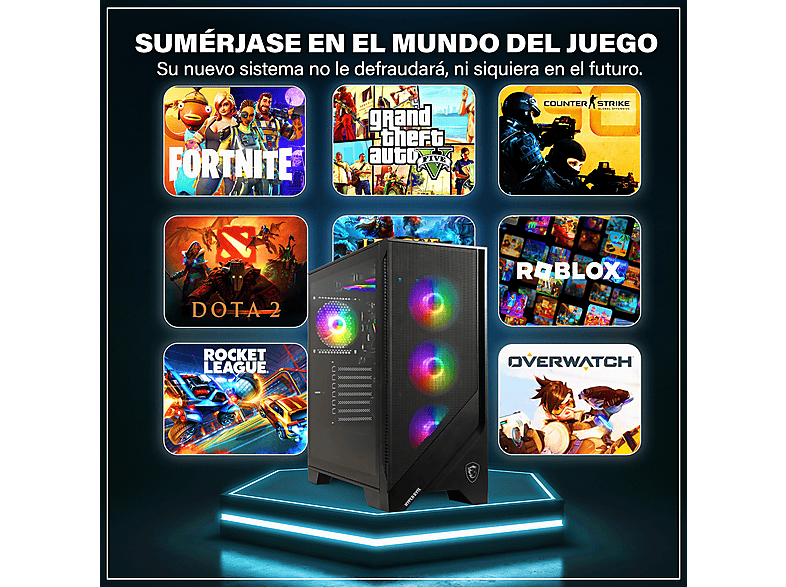 HYPER BYTE Gen2 Gaming | completo set PC — Pack PC gaming, 16 GB RAM, 1000 GB SSD, AMD Ryzen 7 5700G, Radeon™ RX Vega 8, vista 8