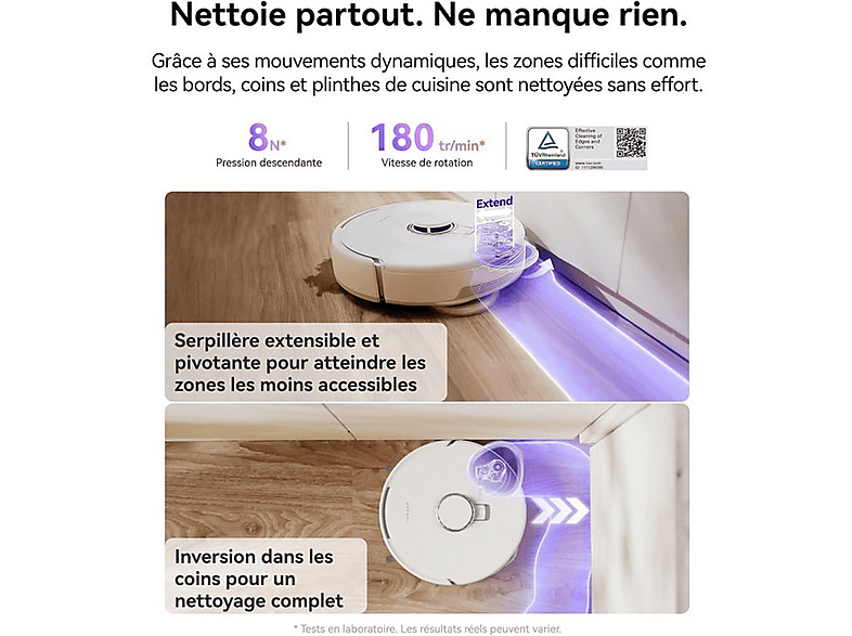 NARWAL Freo Z10 — Robot aspirador, Blanco, 14,4 V, Potencia de succión 15000 kPa, Depósito 0,3 l, vista 8