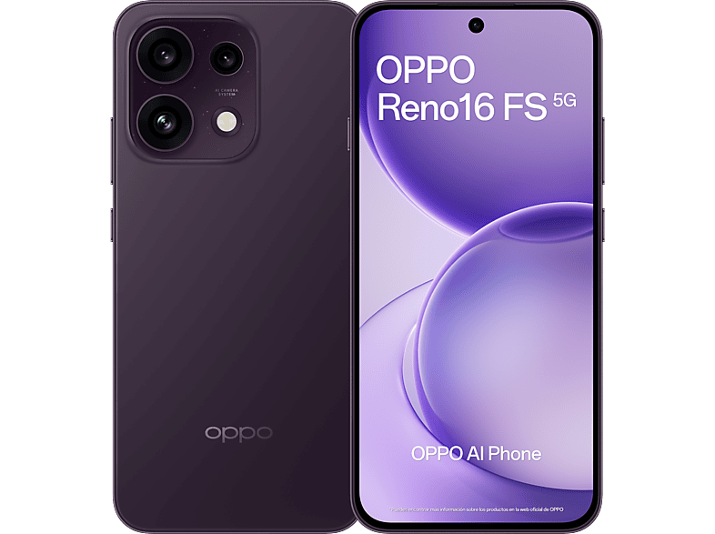 OPPO Reno16 FS — Smartphone, 512 GB, 8 GB RAM, 6500 mAh, Púrpura Negro
