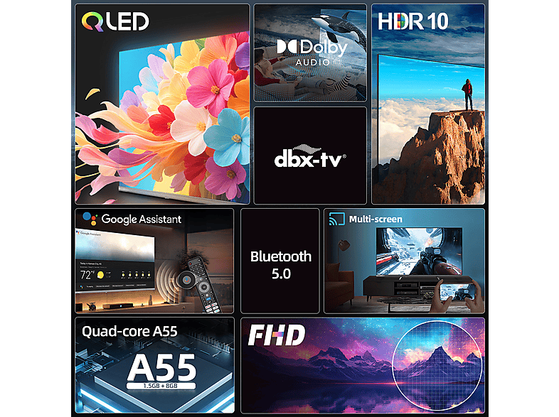 CHIQ L40QST — TV QLED 40", Negro, Full-HD, Smart TV, vista 3
