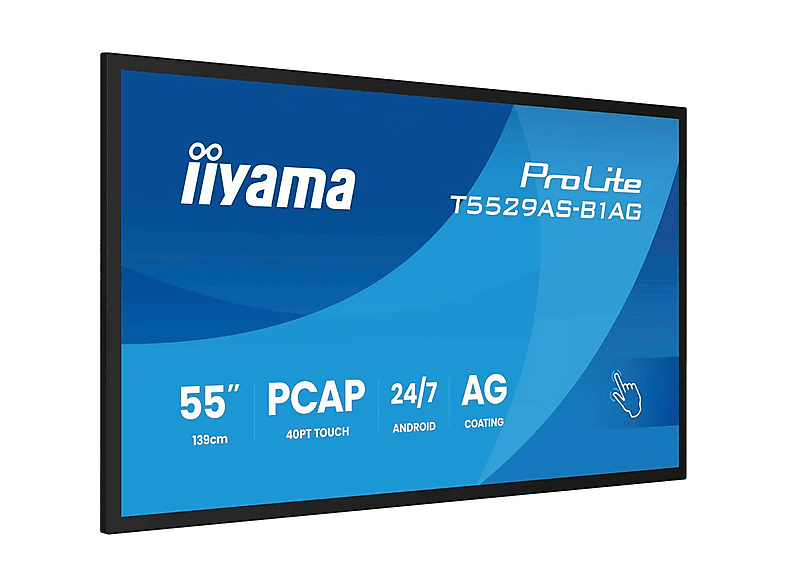IIYAMA iiyama T5529AS-B1AG — Pantalla de señalización digital, Negro, UHD 4K, vista 4