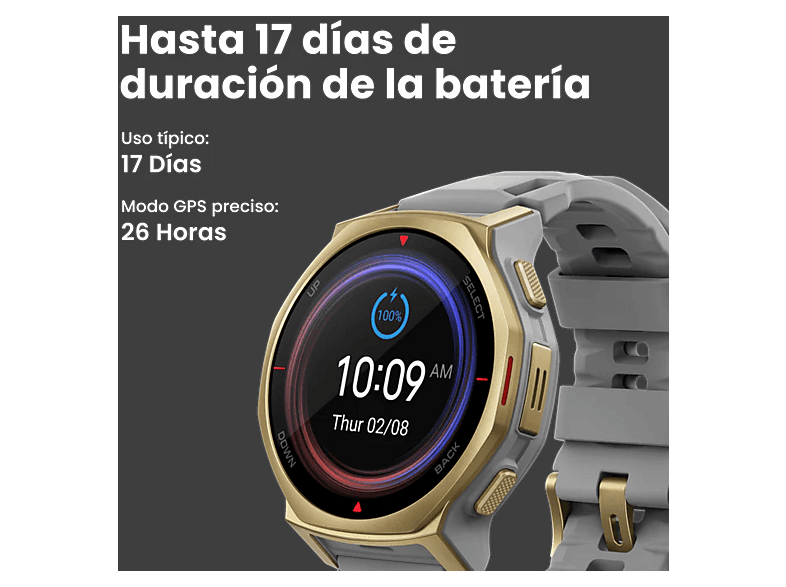AMAZFIT T-Rex 3 Pro — Smartwatch, 44 mm, Hasta 17 días Autonomía, +180 Modos Deportivos, pantalla AMOLED, vista 4