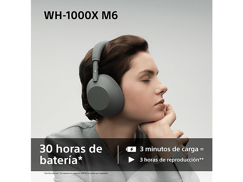 SONY WH-1000XM6 — Auriculares inalámbricos, Cómodo, Plegable, Cancelación ruido, 30h Autonomía, vista 8