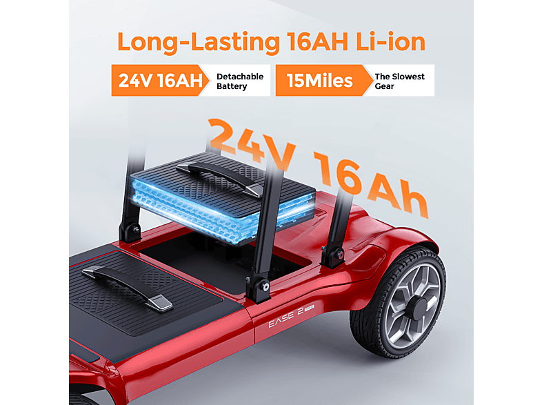 HILLMILES EASE 2 PRO — Scooter de Movilidad, Rojo, vista 5