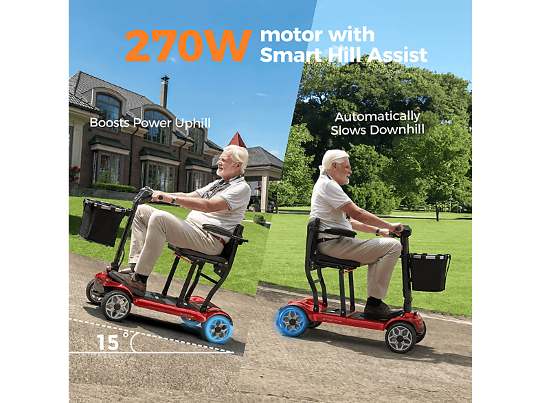 HILLMILES EASE 2 PRO — Scooter de Movilidad, Rojo, vista 7
