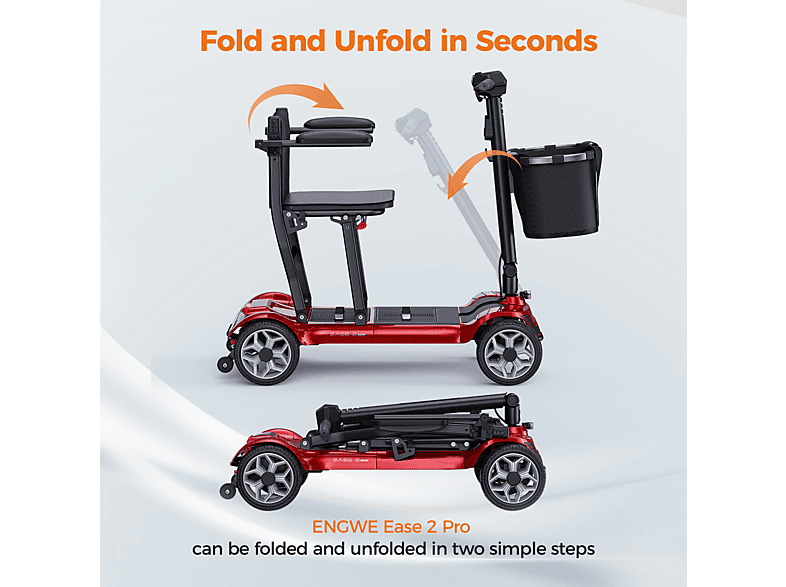 HILLMILES EASE 2 PRO — Scooter de Movilidad, Rojo, vista 8