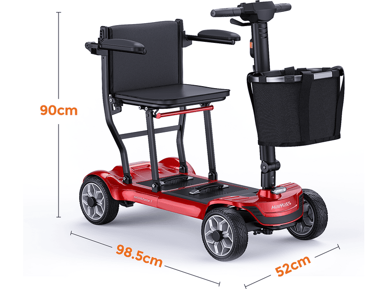 HILLMILES EASE 2 PRO — Scooter de Movilidad, Rojo, vista 9