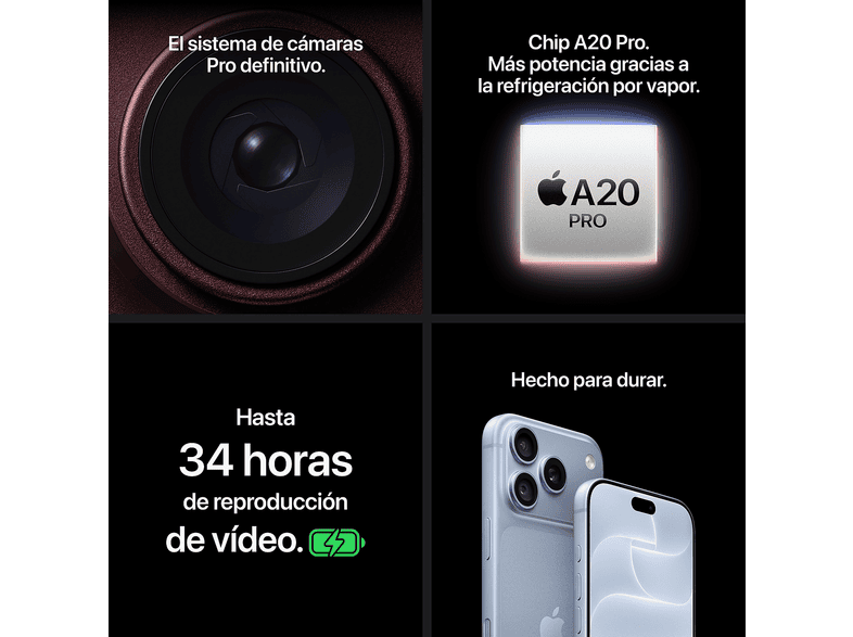APPLE iPhone 18 Pro — Smartphone, Burdeos, 256 GB, 6.3" OLED Super Retina XDR, 5G, vista 9