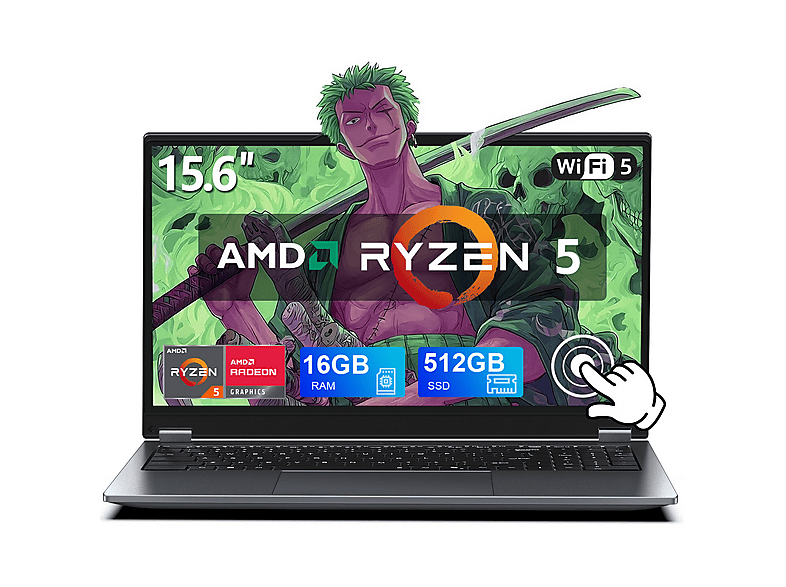 VANWIN UL1561UL156101 — Convertible 2 en 1, 16 GB RAM, 512 GB, 15,6" HD, AMD Ryzen™ 5 7430U (Frecuencia máxima 4,3 GHz)