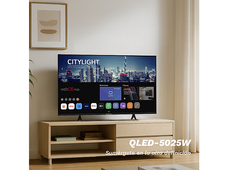 GRUNKEL QLED-5025W — TV QLED 50", Black, QLED 4K, Smart TV, vista 2
