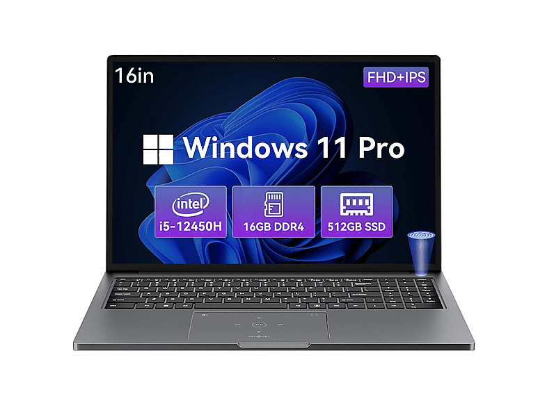 BLACKVIEW AceBook-12K1 — Portátil, 16 GB RAM, 512 GB SSD, Gris, 16"