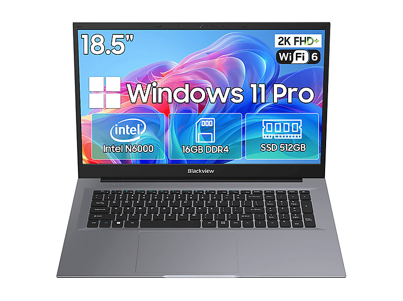 BLACKVIEW ACEBOOK 10 — Portátil, 16 GB RAM, 512 GB SSD, Gris, 18,5" Full-HD