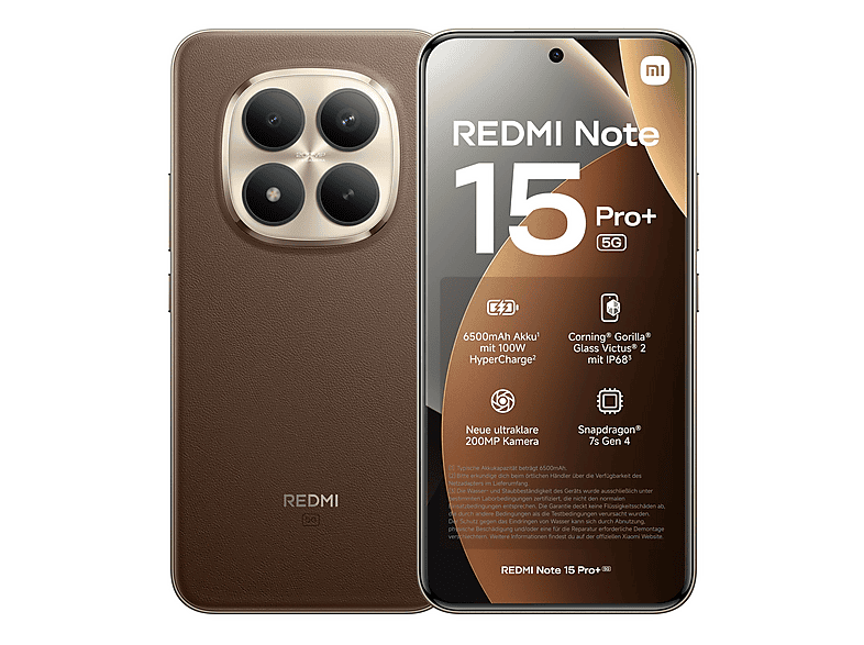 XIAOMI REDMI NOTE 15 PRO+ 6,83P/5G/8N/12+512GB/BR       — Smartphone, Marrón, 12 GB RAM, 6500 mAh, Móvil Android