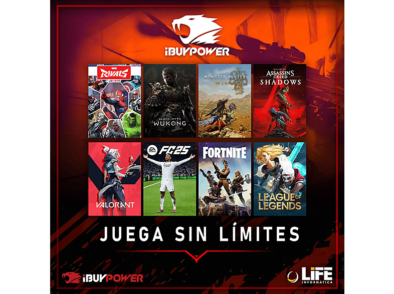 IBUYPOWER Fighter Fenix X Lite — PC Gaming, 16 GB RAM, 1 TB SSD, Negro, AMD Ryzen 7 5700X, vista 5