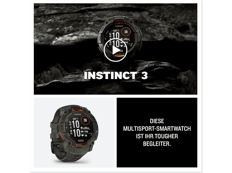 GARMIN Garmin Instinct 3 Solar — Smartwatch, Negro, Fibre Reinforced Plastic (FRP), vista 8