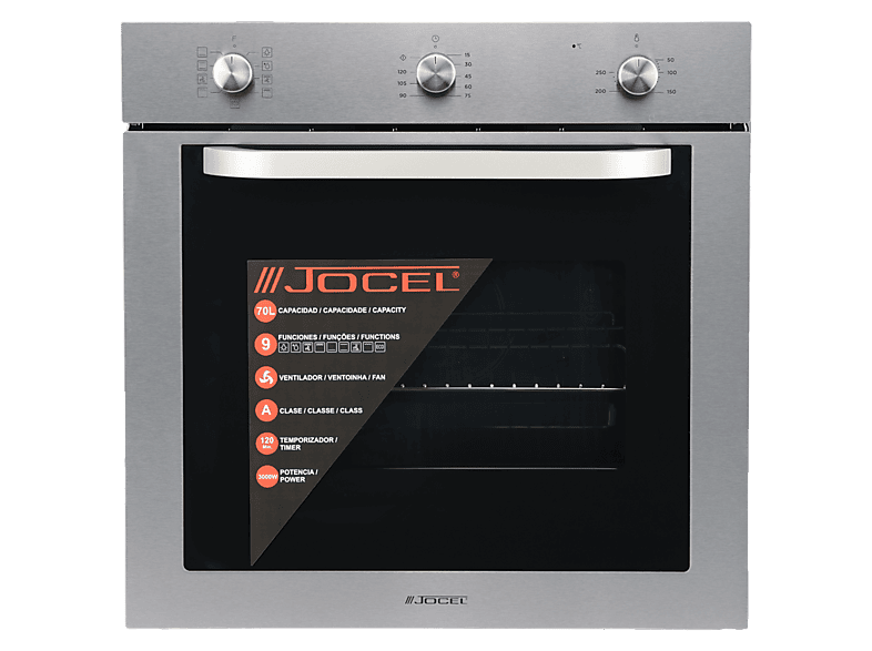 JOCEL JFE019042 — Horno convencional, Integrable, 60 cm, Gris, 70 l