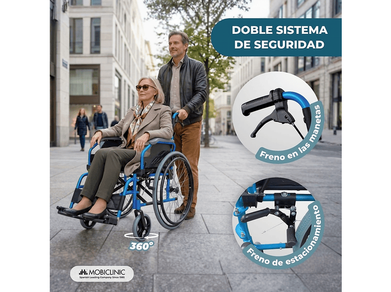 MOBICLINIC Bolonia — Silla de ruedas, Azul, vista 5