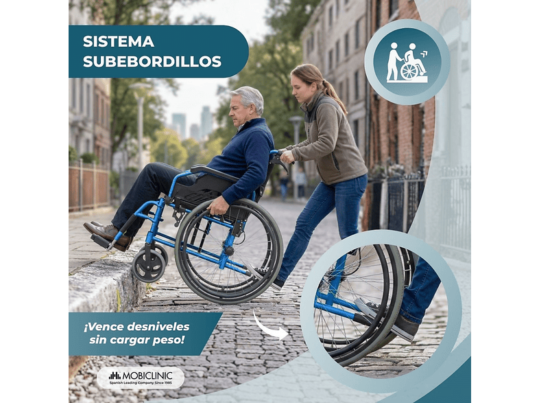 MOBICLINIC Bolonia — Silla de ruedas, Azul, vista 6